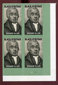 5056 Forever Richard Allen, Black Heritage Plate Block 5056pb