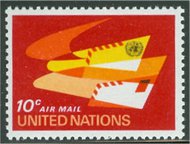 UNNY C14 10c Wings  Envelopes UN NY Inscription Block nyc14mi