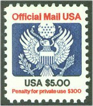 O133 5 Eagle Official F-VF Mint NH 5869