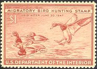 RW13 1946 Duck Stamp 1 Redheads F-VF Mint NH RW13nh