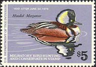 RW45 1978 Duck Stamp 5 Hooded Mergansers Plate Block rw45pb