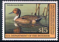 RW68 2001 Duck Stamp 15.00 Northern Pintails Plate Block rw68pb