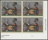 RW86 2019 25 Wood Duck and Decoy Duck Stamp Mint Plate Block of 4 rw86PB