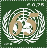 UNV 474 .75e United Nations 65th Anniversary  Inscription Blocks unv474mi