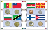 UNV 507 .70e Coins  Flags Sheet Mint NH unv507
