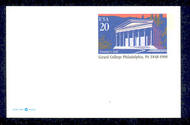 UX292   20c Girard Collegey F-VF Mint Postal Card UX292