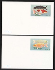 UX555-56 28c Koi Fish Mint Postal Cards ux555