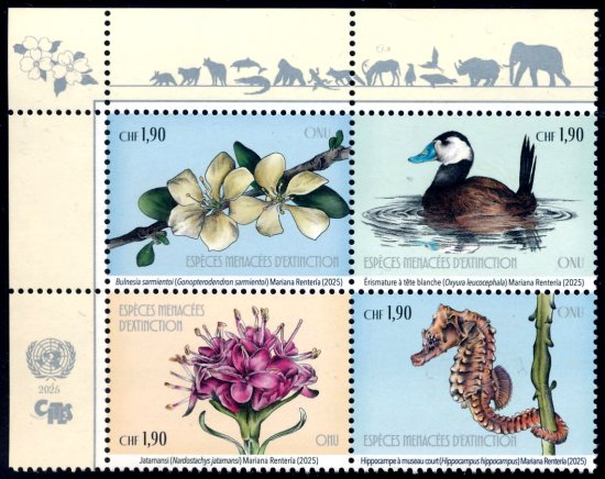 UNG 764-67  1.90 Fr  Endangered Species  Mint NH Inscription Block of 4 ung764-67ib