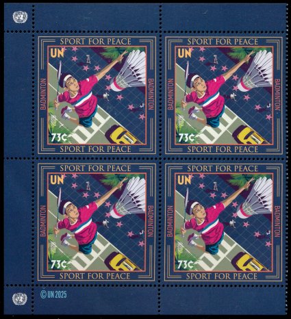 UNNY 1356    .73   International Day of Sports   Mint NH Inscription Block unny1356ib
