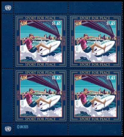 UNNY 1357    1.65   International Day of Sports   Mint NH Inscription Block unny1357ib