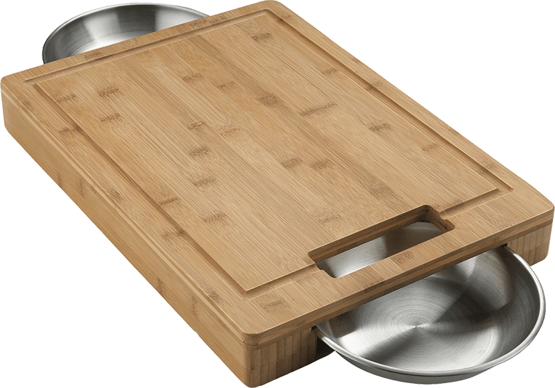 Cutting Board with Stainless Steel Bowls (70012) #70012