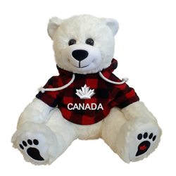 10" Smiley Sitting Polar Bear with red jack Canada hoody SMS-03