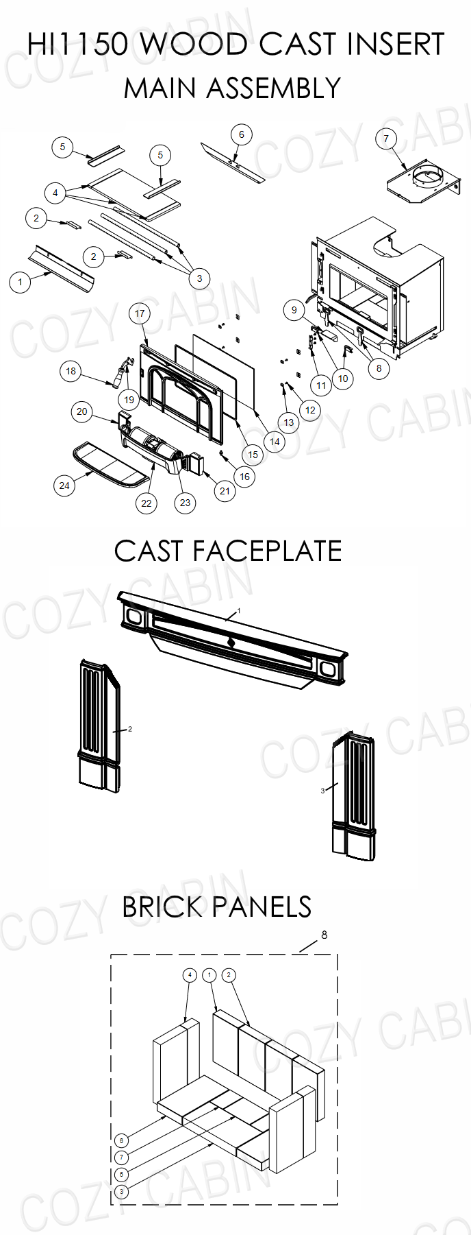 Hampton Wood Cast Insert (HI1150) (HI1150) Cozy Cabin Regency Parts Store