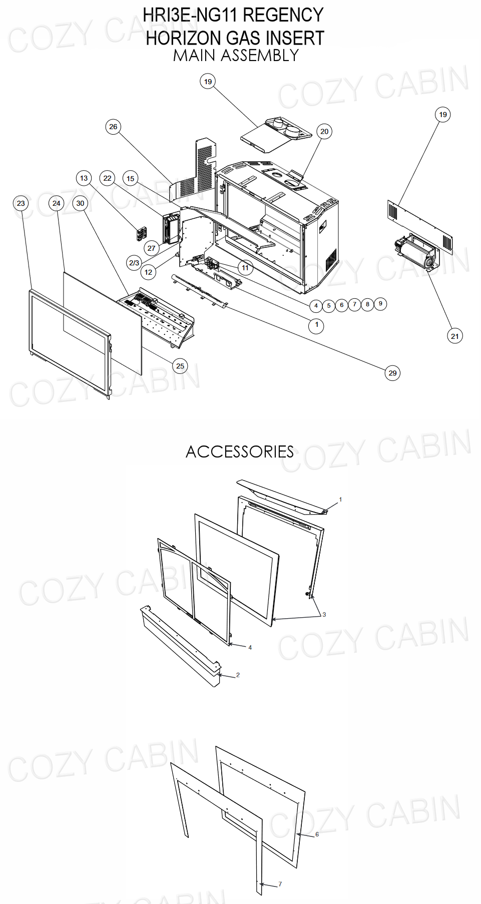 REGENCY HORIZON NATURAL GAS INSERT (HRI3E-NG11) (HRI3E-NG11) Cozy Cabin  Regency Parts Store