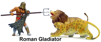 BBI 1/18 Scale 90mm Warriors of the World Gladiator with Two Animals 21731 #21731