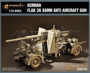 JSI Merit 1/18 Scale WWII German FLAK 36 88mm ANTI AIRCRAFT GUN Model Kit 61701 #61701