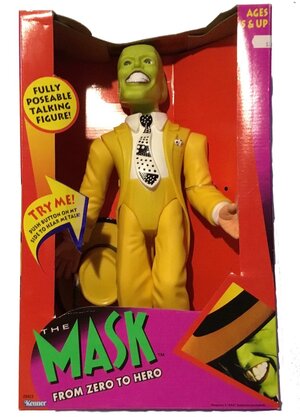 1995 The Mask Jim Carrey 16" From Zero to Hero Talking Figure with Wire KTM1