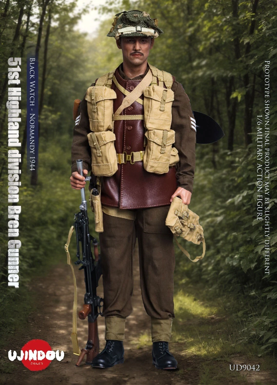 1/6 Scale WWII 51st Division Bren Gunner Black Watch Figure UD-9042 UD-9042